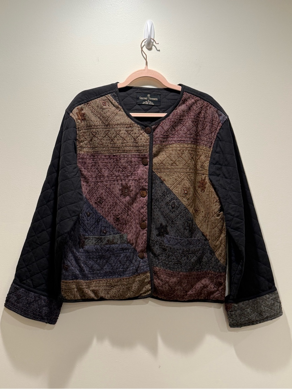 Sacred Threads Quilted Patchwork Jacket Women’s XL 100% Cotton Boho